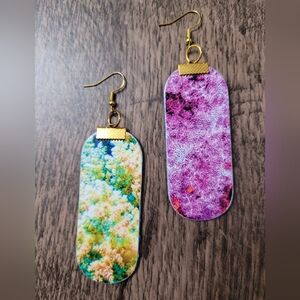 HAND CRAFTED Coral Reef Wooden Dangle Earrings